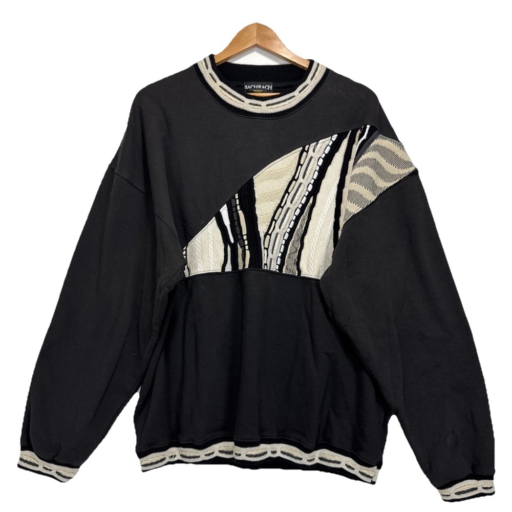Bachrach Coogi Inspired Abstract 3D Stripe Mens M Pullover Sweater